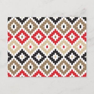 Cartão Postal Aztec Impressão Ikat Diamond Patterno Tribal