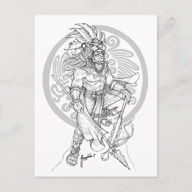 Cartão Postal Aztec Jaguar Warrior (Frente)