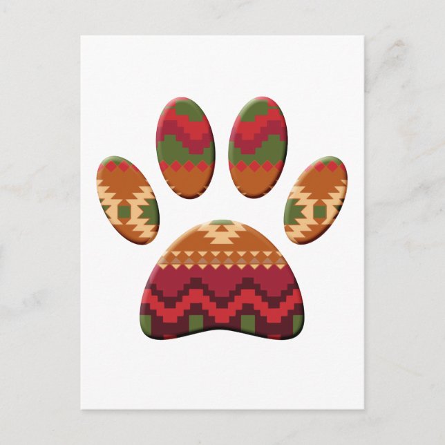 Cartão Postal Aztec Patterno Cachorro Paw (Frente)