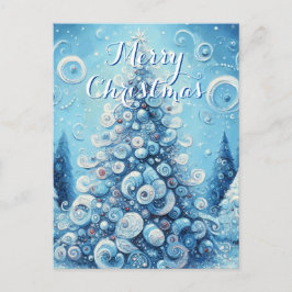 Cartão Postal Azul-árvore de Natal Impressionante e Impressionan