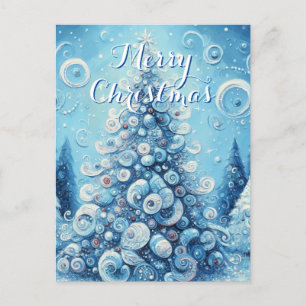 Cartão Postal Azul-árvore de Natal Impressionante e Impressionan