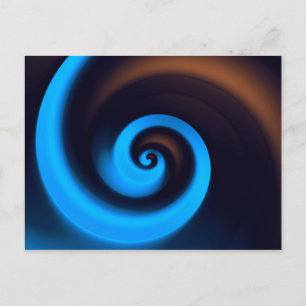 Cartão Postal Azul Castanho Espiral Legal Arte Moderna de Abstra