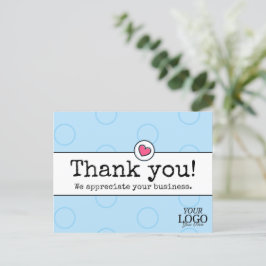 Cartão Postal Azul Celeste Elegante Com Agradecimento Empresaria