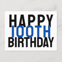 Azul Cinza Branco Moderno Feliz Aniversário de 100