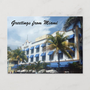 Cartão Postal azul de deco de miami