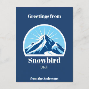Cartão postal azul de férias de esqui Snowbird Uta