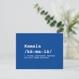 Cartão Postal Azul de máquina de escrever de pronúncia de Kamala