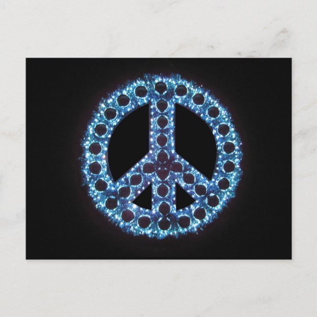 cartão postal azul de sinal de paz (Frente)
