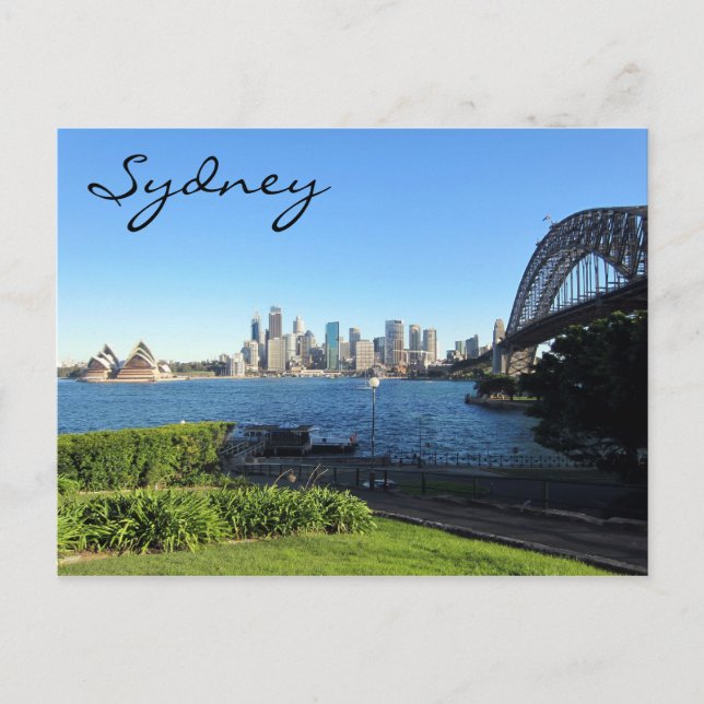 Cartão Postal azul de sydney harbor (Frente)