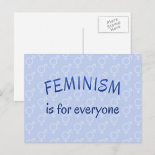 Cartão postal azul do feminismo para todos