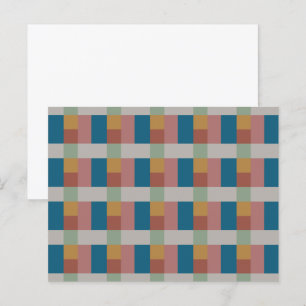 Cartão Postal Azul Dourado Cinza Verde Terracota Bloco de Cores