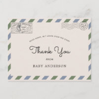 Cartão postal azul e verde de agradecimento para c