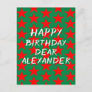 Cartão Postal Azul e Vermelho Feliz Aniversário