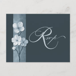 Cartão Postal Azul Empoeirado Mão Desenhada Floral Botânica RSVP
