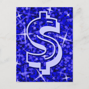 Cartão postal Azul Escuro '$'