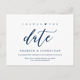 Cartão Postal Azul estético, mude a data, festa adiada