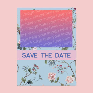 Cartão Postal Azul Floral Antigo