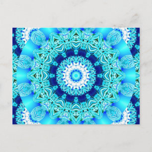 Cartão Postal Azul Grelha Doily, Abstrato Aqua