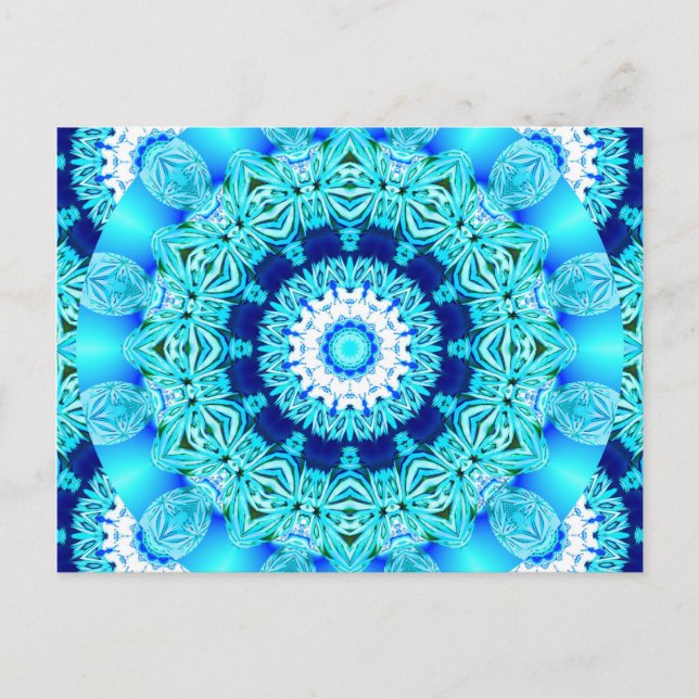 Cartão Postal Azul Grelha Doily, Abstrato Aqua (Frente)