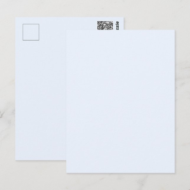 Cartão Postal Azul Macio Branco Pastel Cor Sólida (Frente/Verso)