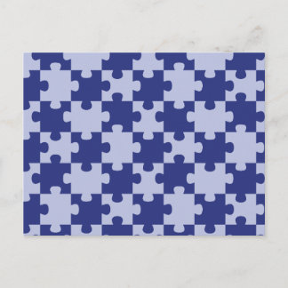 Cartão Postal Azul Marinho Clássico Jigsaw Puzzle Sem Costura de