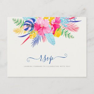 Cartão Postal Azul Marinho Rosa Selvagem Floresta Evergreen Casa