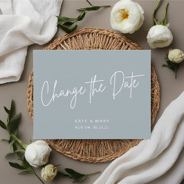 Cartão Postal Azul Mínimo Moderno - Alterar o Anúncio de Data