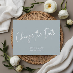 Cartão Postal Azul Mínimo Moderno - Alterar o Anúncio de Data