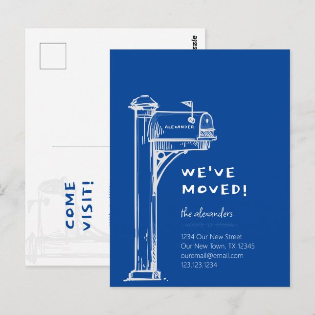 Cartão Postal Azul Movimentamos a Caixa de Correio Distante (Frente/Verso)
