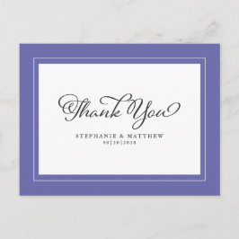 Cartão Postal Azul Periwinkle Elegante Agradecimento de Casament