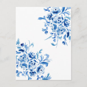 Cartão Postal Azul-português-aquarela