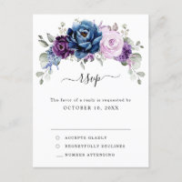 Azul Púrpura Lilás Roxo Flores de Casamento RSVP