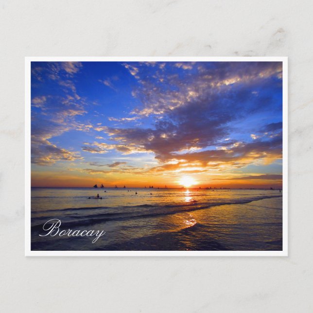 Cartão Postal azul sunset boracay (Frente)