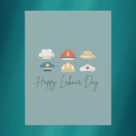 Cartão Postal Azul-verde Minimalista Feliz Dia do Trabalho