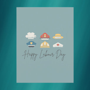 Cartão Postal Azul-verde Minimalista Feliz Dia do Trabalho