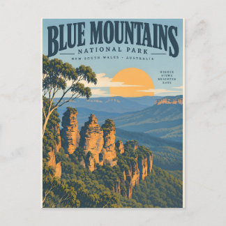 Cartão Postal Azul Vintage Montanhas Azuis Austrália