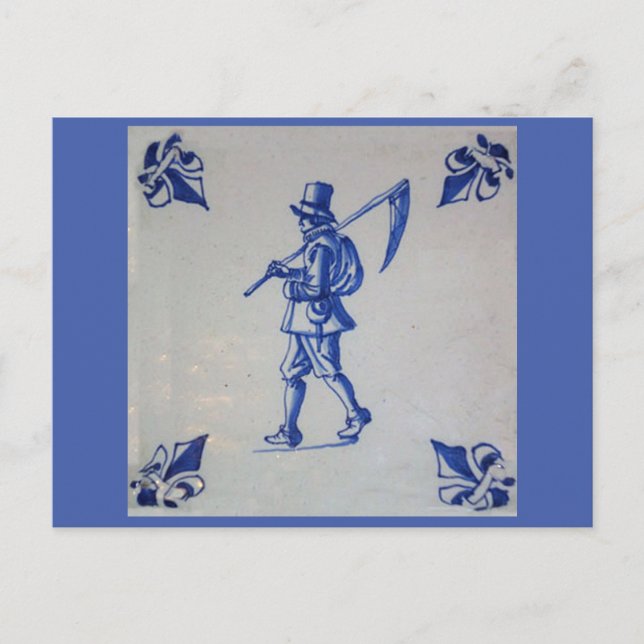 Cartão Postal Azulejo Azul Delft - Modelo (Frente)