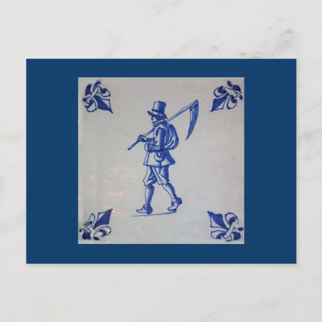 Cartão Postal Azulejo Azul Delft - Modelo (Frente)