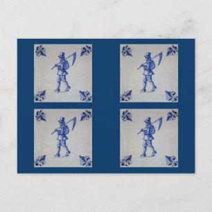 Cartão Postal Azulejo Azul Delft - Modelo