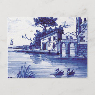 Cartão Postal Azulejo azul tradicional neerlandês