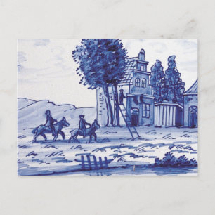 Cartão Postal Azulejo azul tradicional neerlandês