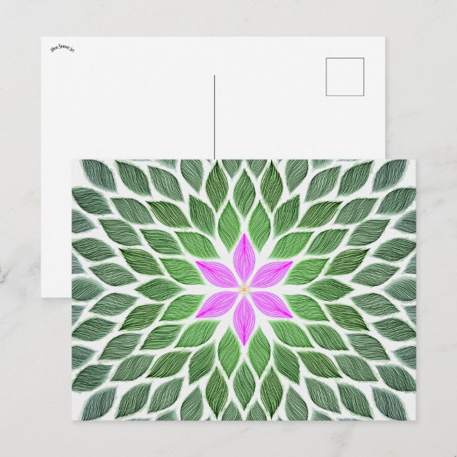 Cartão Postal azulejo de flores rosa (Frente/Verso)