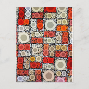 Cartão Postal Azulejo de Mágico Vermelho Laranja no Círculo Mode