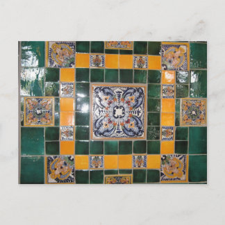 Cartão Postal Azulejo em estilo Talavera verde mexicano