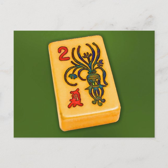 Cartão Postal Azulejo Flor Mah Jongg (Frente)