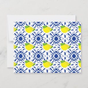 Cartão Postal Azulejo Geométrico Azul Limão
