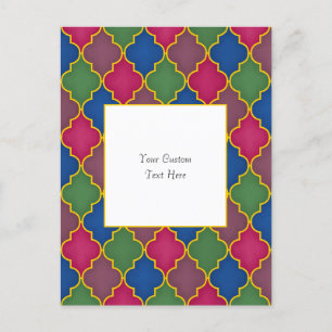 Cartão Postal Azulejo Marroquino Lilás Elegante Personalizado