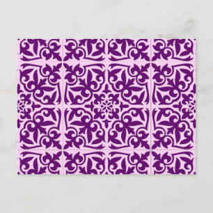 Cartão Postal Azulejo marroquino - roxo e orquídea
