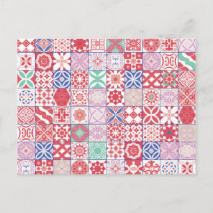 Cartão Postal Azulejo vermelho marroquino