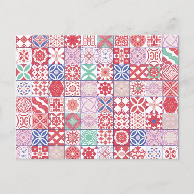 Cartão Postal Azulejo vermelho marroquino (Frente)